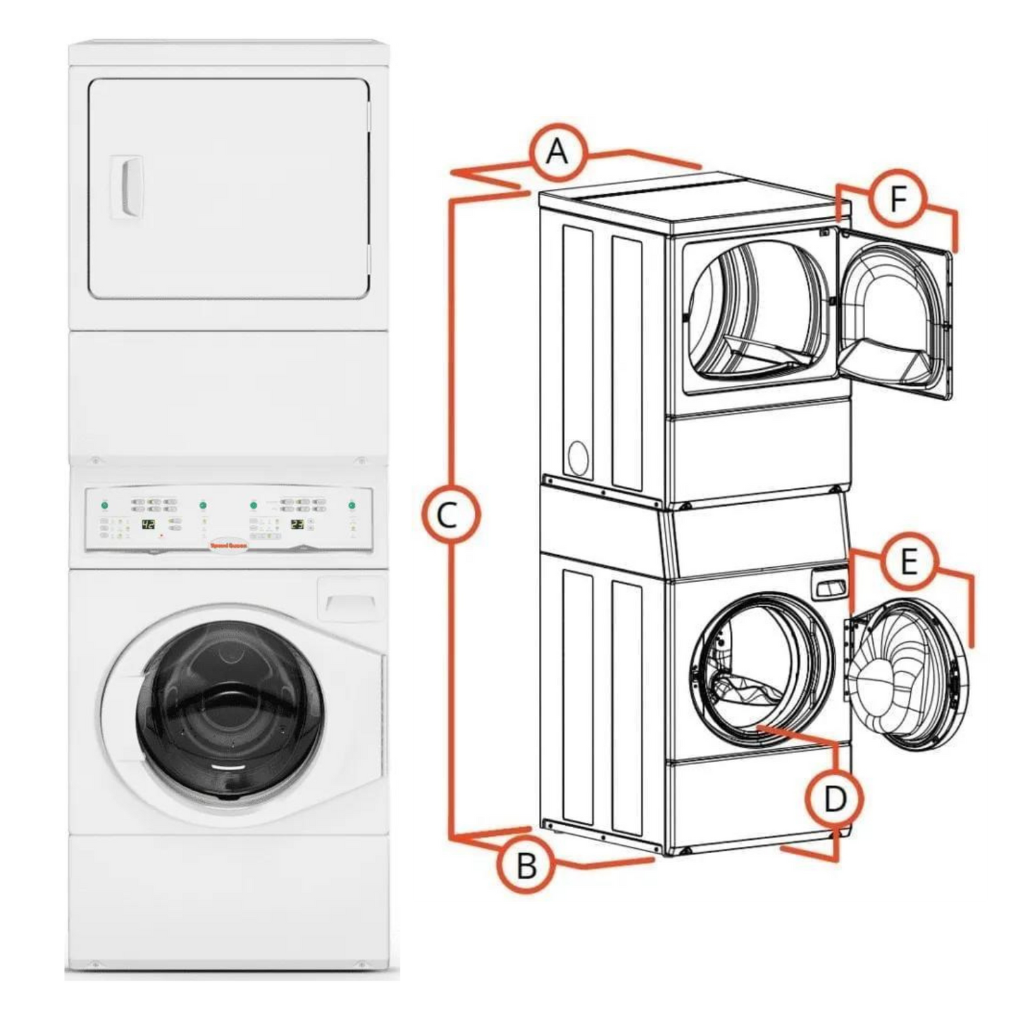 SpeedQueen COMBO - Commercial Washer with GAS Dryer LTGE5A