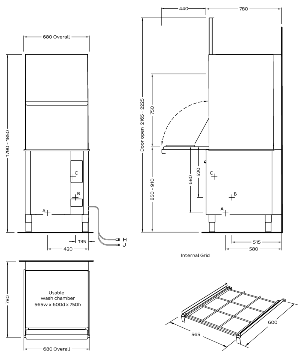 Washtech PW1 front loading Warewasher