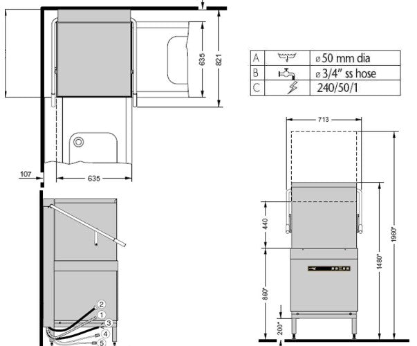 Hobart EcoMax 604 Pass Through Dishwasher